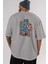 Captain America (2) Arka Baskılı Gri Oversize T-Shirt Bisiklet Yaka Pamuk Erkek Kadın 5