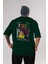 Street Vibes Arka Baskılı Zümrüt Yeşili Oversize T-Shirt Erkek Kadın Bisiklet Yaka 1