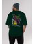 Street Vibes Arka Baskılı Zümrüt Yeşili Oversize T-Shirt Erkek Kadın Bisiklet Yaka 5