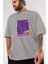 Future Streetwear Ön Baskılı Gri Oversize T-Shirt Unisex Erkek Kadın Bisiklet Yaka 3