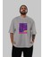 Future Streetwear Ön Baskılı Gri Oversize T-Shirt Unisex Erkek Kadın Bisiklet Yaka 5