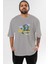 I Am Unlimited Dragon Ön Baskılı Gri Oversize T-Shirt Unisex Erkek Kadın Bisiklet Yaka 1