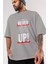 Never Give Up 2 Yazılı Ön Baskılı Gri Oversize T-Shirt Unisex Erkek Kadın Bisiklet Yaka 3