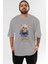 Teddy Bear Born With Style Ön Baskılı Gri Oversize T-Shirt Unisex Erkek Kadın Bisiklet Yaka 1