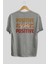 Positive Vibes 2 Arka Baskılı Gri Oversize T-Shirt Unisex Erkek Kadın Bisiklet Yaka 2