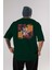 Beach Side Arka Baskılı Zümrüt Yeşili Oversize T-Shirt Unisex Erkek Kadın Bisiklet Yaka 1