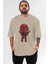 Deadpool (22) Ön Baskılı Bej Oversize T-Shirt Bisiklet Yaka Pamuk Erkek Kadın 1