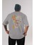 Joker (7) Arka Baskılı Gri Oversize T-Shirt Bisiklet Yaka Pamuk Erkek Kadın 1