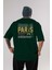 Paris Arka Baskılı Zümrüt Yeşili Oversize T-Shirt Erkek Kadın Bisiklet Yaka 1