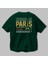 Paris Arka Baskılı Zümrüt Yeşili Oversize T-Shirt Erkek Kadın Bisiklet Yaka 3