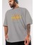 Challenger Yazılı Ön Baskılı Gri Oversize T-Shirt Unisex Erkek Kadın Bisiklet Yaka 3