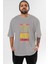 All You Need Is Love Ön Baskılı Gri Oversize T-Shirt Unisex Erkek Kadın Bisiklet Yaka 1