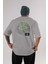 World Streetwear Arka Baskılı Gri Oversize T-Shirt Unisex Erkek Kadın Bisiklet Yaka 1