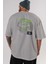 World Streetwear Arka Baskılı Gri Oversize T-Shirt Unisex Erkek Kadın Bisiklet Yaka 5