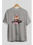 Teddy Bear Ready Set Go Ön Baskılı Gri Oversize T-Shirt Unisex Erkek Kadın Bisiklet Yaka 2