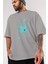 Balance Balance Yazılı Ön Baskılı Gri Oversize T-Shirt Unisex Erkek Kadın Bisiklet Yaka 3