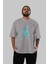 Balance Balance Yazılı Ön Baskılı Gri Oversize T-Shirt Unisex Erkek Kadın Bisiklet Yaka 5