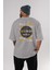 Who Is The King Yazılı Arka Baskılı Gri Oversize T-Shirt Unisex Erkek Kadın Bisiklet Yaka 4