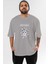 Medusa Ön Baskılı Gri Oversize T-Shirt Unisex Erkek Kadın Bisiklet Yaka 1