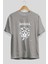 Medusa Ön Baskılı Gri Oversize T-Shirt Unisex Erkek Kadın Bisiklet Yaka 2