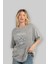 Medusa Ön Baskılı Gri Oversize T-Shirt Unisex Erkek Kadın Bisiklet Yaka 4