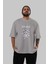 Medusa Ön Baskılı Gri Oversize T-Shirt Unisex Erkek Kadın Bisiklet Yaka 5