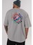 Stay Humble 2 Arka Baskılı Gri Oversize T-Shirt Unisex Erkek Kadın Bisiklet Yaka 5