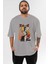 Thelust Anime Ön Baskılı Gri Oversize T-Shirt %100 Pamuk Erkek Kadın 1