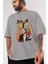 Thelust Anime Ön Baskılı Gri Oversize T-Shirt %100 Pamuk Erkek Kadın 3
