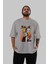 Thelust Anime Ön Baskılı Gri Oversize T-Shirt %100 Pamuk Erkek Kadın 5