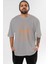 Dreams Yazılı Ön Baskılı Gri Oversize T-Shirt Unisex Erkek Kadın Bisiklet Yaka 1