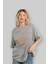 Dreams Yazılı Ön Baskılı Gri Oversize T-Shirt Unisex Erkek Kadın Bisiklet Yaka 4