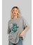 Dragon Ön Baskılı Gri Oversize T-Shirt Unisex Erkek Kadın Bisiklet Yaka 4