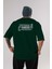 Canberra Arka Baskılı Zümrüt Yeşili Oversize T-Shirt Unisex Erkek Kadın Bisiklet Yaka 1