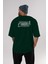 Canberra Arka Baskılı Zümrüt Yeşili Oversize T-Shirt Unisex Erkek Kadın Bisiklet Yaka 5