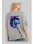 Metaverse Arka Baskılı Gri Oversize T-Shirt Unisex Erkek Kadın Bisiklet Yaka 3
