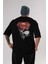 Superman Arka Baskılı Siyah Oversize T-Shirt Bisiklet Yaka Pamuk Erkek Kadın 1