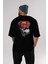 Superman Arka Baskılı Siyah Oversize T-Shirt Bisiklet Yaka Pamuk Erkek Kadın 5