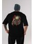 It (2) Arka Baskılı Siyah Oversize T-Shirt Bisiklet Yaka Pamuk Erkek Kadın 1