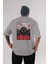 Squid Game (7) Arka Baskılı Gri Oversize T-Shirt Bisiklet Yaka Pamuk Erkek Kadın 1