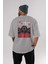 Squid Game (7) Arka Baskılı Gri Oversize T-Shirt Bisiklet Yaka Pamuk Erkek Kadın 4