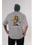 Che Guevara Arka Baskılı Gri Oversize T-Shirt Unisex Erkek Kadın Bisiklet Yaka 1