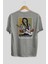 Che Guevara Arka Baskılı Gri Oversize T-Shirt Unisex Erkek Kadın Bisiklet Yaka 2