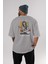 Che Guevara Arka Baskılı Gri Oversize T-Shirt Unisex Erkek Kadın Bisiklet Yaka 4