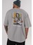 Che Guevara Arka Baskılı Gri Oversize T-Shirt Unisex Erkek Kadın Bisiklet Yaka 5