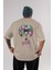 Batman Joker Arka Baskılı Bej Oversize T-Shirt Bisiklet Yaka Pamuk Erkek Kadın 1