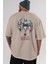 Batman Joker Arka Baskılı Bej Oversize T-Shirt Bisiklet Yaka Pamuk Erkek Kadın 5