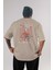 Squid Game (2) Arka Baskılı Bej Oversize T-Shirt Bisiklet Yaka Pamuk Erkek Kadın 1