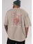 Squid Game (2) Arka Baskılı Bej Oversize T-Shirt Bisiklet Yaka Pamuk Erkek Kadın 5