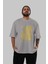Minimalist Streetwear Ön Baskılı Gri Oversize T-Shirt Unisex Erkek Kadın Bisiklet Yaka 5